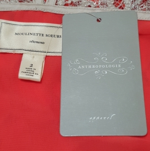 NWT ANTHROPOLOGIE Moulinette Soeurs  Rouge Red PeplumTop - Picture 10 of 11
